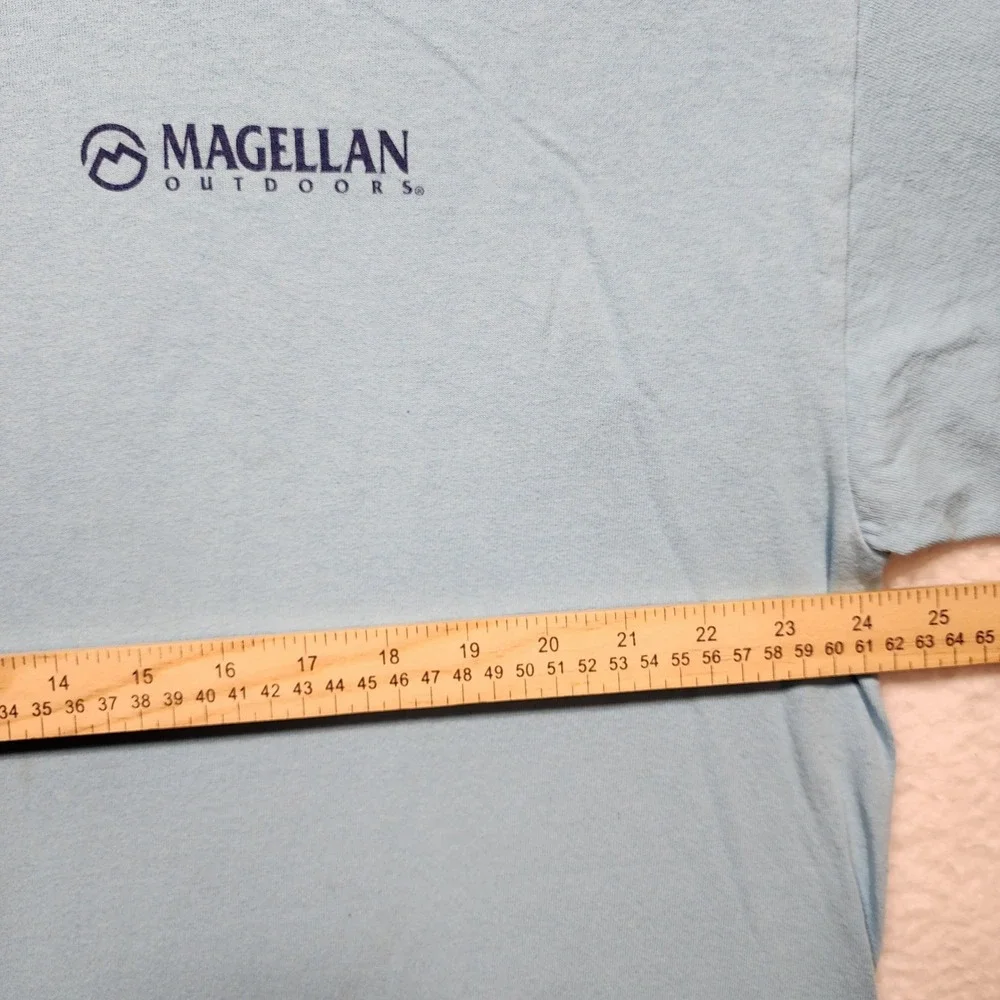 Magellan Outdoors Mens 2XL Light Blue Marlin Fishing Graphic T-Shirt Cotton Tee